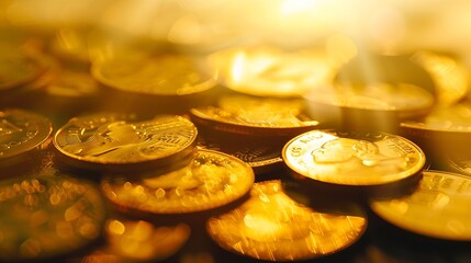 Poster - gold money coin background are laid in graphBusiness success concept wealth stock investmentBusiness in the digital ageDigital transformation for next generation technology  concept sa : Generative AI
