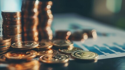 Aufkleber - putting coins Business growth and investment chart strategic planning to increase profits from doing business longterm investment planning : Generative AI