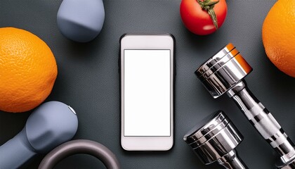 Smartphone with white screen on metal background