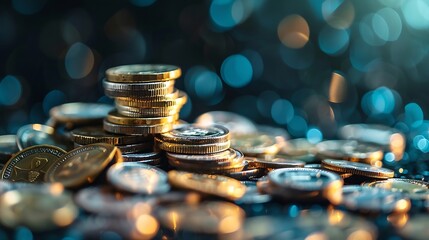 Leinwandbilder - concept marketing finance business background and coins : Generative AI
