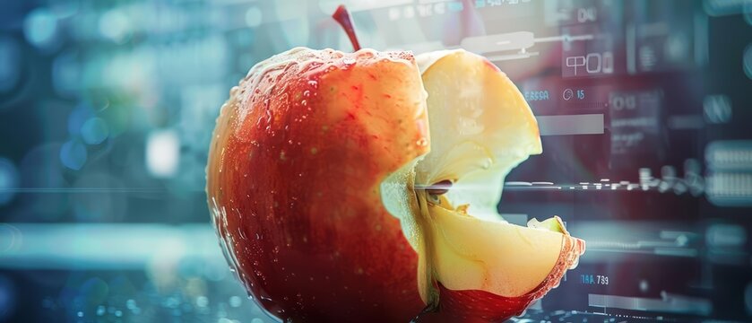 A closeup of a bitten apple