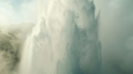 Wall Mural - A close up of a geysers spout blasting water and steam into the sky