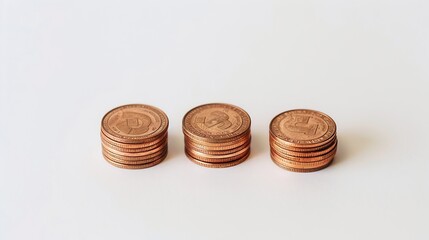 Poster - Coin stacks on a white background : Generative AI