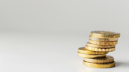 Poster - Euro Coin stacks on a white background : Generative AI