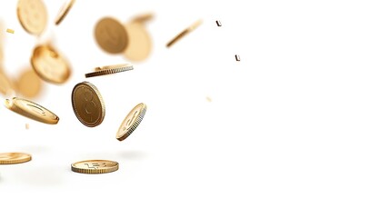 Poster - Falling coins isolated on white background : Generative AI