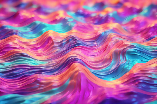 pastel fantasy Holographic neon background ,Colorful psychedelic abstract. Pastel color waves for background