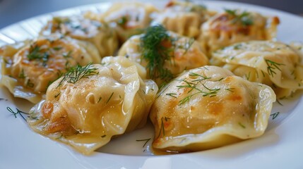Wall Mural - Classic dumplings filled with potato onion and dill