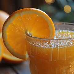 Freshly squeezed orange juice, bright color, refreshing and vitamin-rich