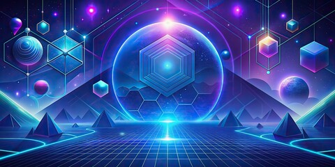 Abstract technology background with geometric shapes and futuristic elements