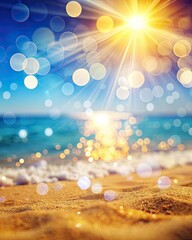 Canvas Print - Sparkling sunlight reflecting on a sandy beach.