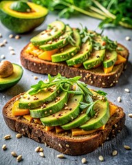 Wall Mural - Avocado Toast Topped with Seeds and Fresh Herbs