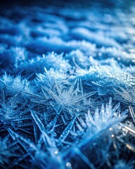 Canvas Print - Close-Up of Frosty Ice Crystals on a Cold Surface