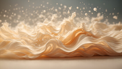 Wall Mural - Cream color abstract futuristic particles wave background design