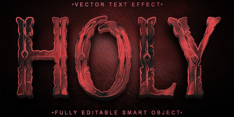 Wall Mural - Red Holy Religion Vector Fully Editable Smart Object Text Effect