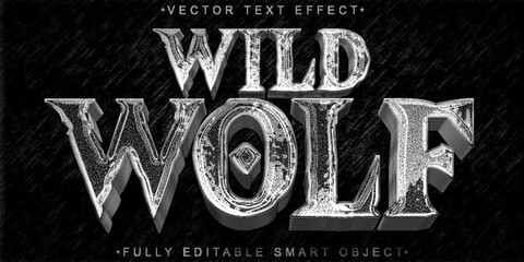 Wall Mural - Gray Wild Wolf Vector Fully Editable Smart Object Text Effect