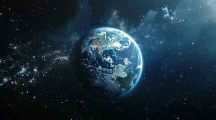 Wall Mural - A three-dimensional image of the Earth resembling an echo