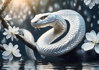 Poster - White cobra in the water