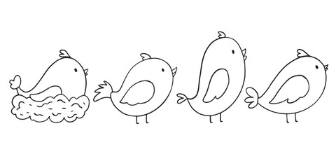 Cute bird outline cartoon illustration isolated on white background. animal illustration for kids coloring book.