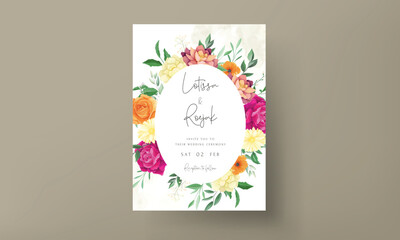 Wall Mural - wedding invitation card with Mexican flowers frame