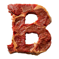 raw meat shaped into the letter b, isolated on white background. perfect for conceptual designs, cul