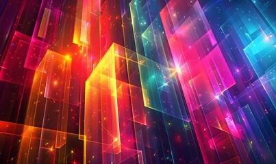 Wall Mural - movement and energy of vertical light streaks cascading down the image, with dynamic colors and patt