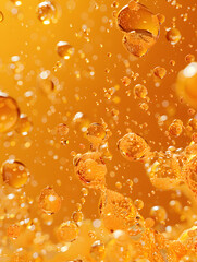 Wall Mural - Closeup of bubbles in an amber liquid, a key ingredient in Egusi cuisine