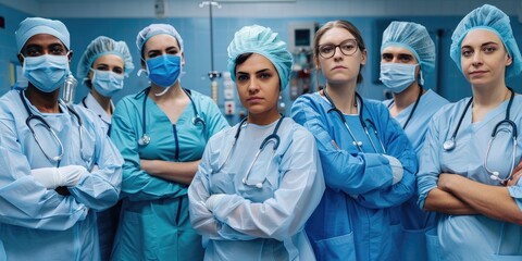 Wall Mural - Group of medical workers in hospital