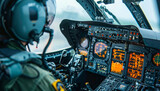 cockpit interior of a helicopter fighter plane