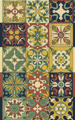 Naklejka na meble 2d vector illustrator colorful vintage Seamless hi res Portuguese tiles Artwork
