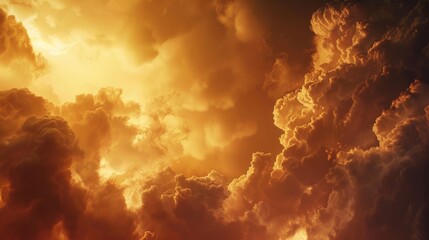 The sky filled with thick dark pyrocumulus clouds towering above.