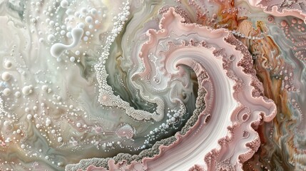 Wall Mural - Macro photography of organic texture of mother-of-pearl sea shell or corals, background with closed up detailed natural ocean creatures structure, AI generated image