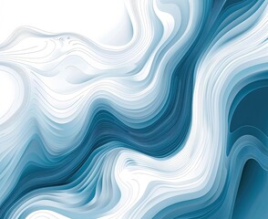 Wall Mural - Abstract wavy blue and white gradient background with fluid lines, resembling ocean waves or flowing water, perfect for design projects.