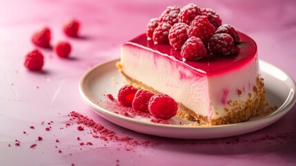 Wall Mural - Delicious raspberry cheesecake dessert