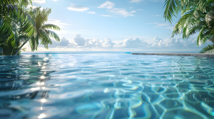 Wall Mural - Luxury Beachfront Infinity Pool: High Resolution Image Capturing Serene Resort Environment