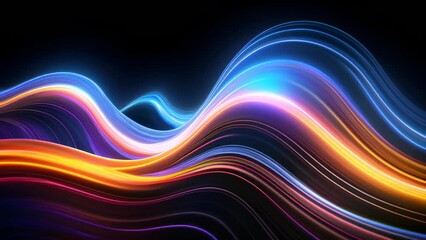 Wall Mural - Dynamic neon waves with vibrant colors, creating an abstract and futuristic scene.