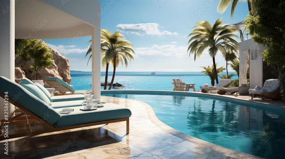A pool background with an elegant design, featuring a sparkling blue ...