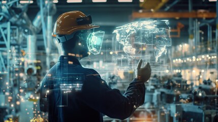 Futuristic Industry: Engineers and Workers in Digitalized Manufacturing Factory with Augmented Reality Interfaces and Digital Twins