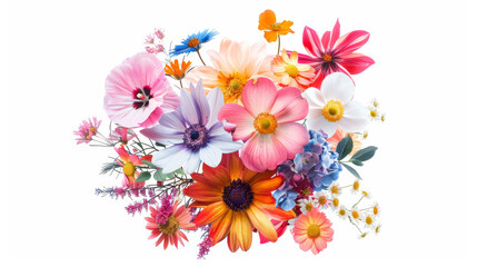 Wall Mural - A lively flower bouquet collage element, featuring a variety of colorful flowers arranged in a beautiful floral design