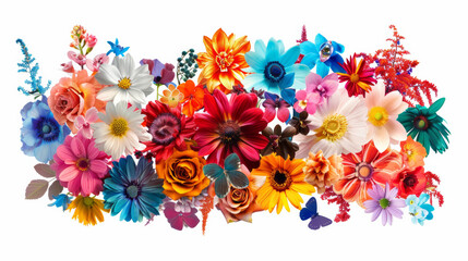 Wall Mural - A vibrant flower bouquet collage element, with a detailed and colorful arrangement of flowers