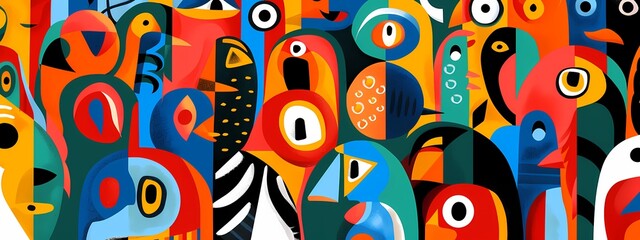 Wall Mural - abstract doodle art of animals