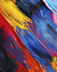 Poster - abstract paintbrush strokes, close-up with bold colors, emphasizing texture and movement, artistic