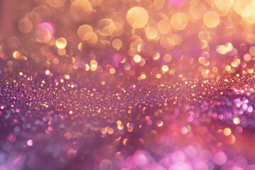 Wall Mural - Abstract Glitter Background with Pink and Gold Bokeh Lights Creating a Magical Atmosphere - Generative AI