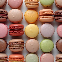 a delightful assortment of colorful macaroons with an array of fillings that tickles the tastebud