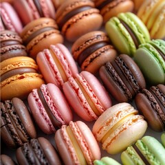 a delightful assortment of colorful macaroons with an array of fillings that tickles the tastebud