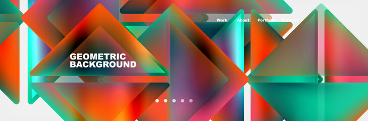 Colorful fluid gradient triangles and squares web site template. Vector Illustration For Wallpaper, Banner, Background, Card, Book Illustration, landing page