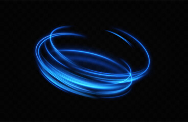 Poster - Blue neon ring. Glowing circle. Glow effect. Round light frame. abstract light lines of movement and speedAbstract light lines of movement and speed. light blue ellipse.