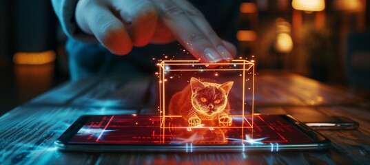 Wall Mural - holograms from your mobile phone to create a virtual world