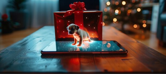 Wall Mural - hologram from your mobile phone to create a virtual world of reality.