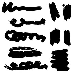 Poster - Set of hand drawn grunge design elements. Hand draw brush lines. Set of drawn brush draw doodles. Vector illustration