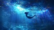 © Sak - A woman floats gracefully in a magical underwater world, surrounded by shimmering light and colorful particles, creating a dreamlike atmosphere.